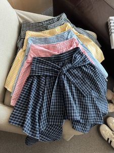 Váy Ngắn Chữ a Màu Xanh Lam Không Đều Cho Nữ Mùa Hè Kẻ Sọc Không Đều Chân Váy Mát Mẻ Cay Nồng Thắt Lưng Phong Cách Hàn Quốc Cao Cấp