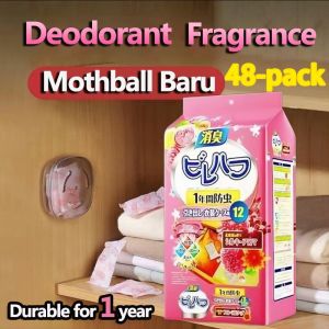 48pcs/pack Japan Moth Balls Rose Fragrance For Clothes Wardrobe Deodorizer Moth Balls Camphor Balls Repellent Closet Deodorizer
