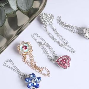 New 1pcs Heart Flowers Magnetic Adjustable Trouser Legs Clips For Pants Pin Retractable Fixed Leg Pants Loose Button For Jeans