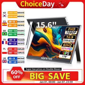 HGFRTEE 15.6 inch Portable Monitor FHD 1080P with HDMI USB-C Second Monitor Extended Display for PC Laptop Mac Switch Xbox PS4/5