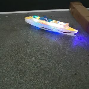 Electric toy boat size 49CM simulation lighting music universal childrens cruise plastic