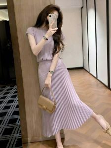 XUECAIQI | Stylish Purple Two-Piece Set Unique and Elegant Outfit