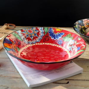 OMK Natalia red series ceramic 2500ML salad bowl large fruit bowl
