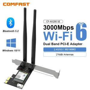 COMFAST WiFi 6 3000M PCI-E BT 5.2 Wireless Adapter Intel AX200 Chip BT 5.2 Pci Express Network Card CF-AX200 Antenne Win 10 11