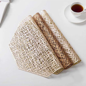 Golden Hexagon Table Mat PVC Placemat Hollow Insulation Coaster Pads Table Bowl Home Christmas Heat Resistant Modern Style Decor