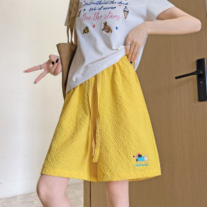 MiiOW | กางเกงขาสั้นผ้าไหมน้ำแข็งสปอร์ตลำลองหลวมๆ สำหรับผู้หญิงในช่วงฤดูร้อน กางเกงขายาวทรงหลวมๆ สไตล์เกาหลี MiiOW