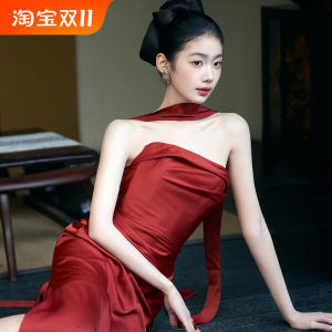 Brides Silk Ribbon Neck Hanging Pure Color Silk Scarf Wrap Belt Evening Gown Robe Decoration Accessories Womens Fashion