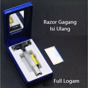Safety Razor Gagang Bahan Logam / Alat Cukur Kumis Bulu Rambut Alat Cukur Jenggot