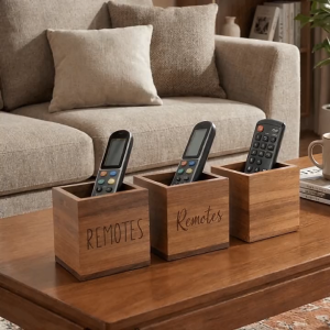 Remote Control Holder Vintage Style Simple Desktop Storage Box Durable Decorative Wood Pen Holder Nightstand