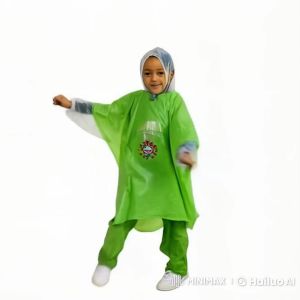 Jas Hujan Ponco Lengan Celana Anak Paud SD Kecil Trendy Lucu Imut Murah Ibex Fun Kids Kido