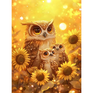 500/1000/1200/2000PCS Jigsaw Puzzle Owl Family And Sunflower Pattern Cute Bird Floral Scene For Adults Family Brain Teaser Gift