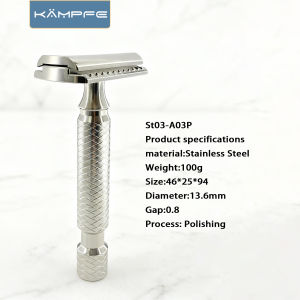 Kampfe Classic CNC Stainless Steel Double Edge Safety Polishing Razor for Men Grip Non-Irritating Father’s Day gift