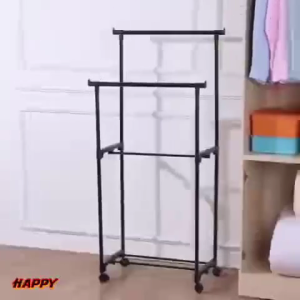 [ราว 2ชั้น] ราวตากผ้า ราวแขวนผ้า ราวเเขวนผ้าเหล็ก โครงเหล็กเเข็งเเรง เเขวนได้60ตัว+ พร้อมส่ง!!