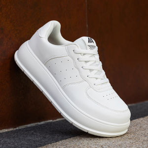 Mens Casual Sporty White Shoes Large Size 4E Wide Lasting Comfortable Thick Bottom Heightening Versatile Flat Shoes