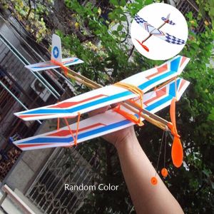 FUDESHE Random Color เด็ก เด็ก พลาสติกแปลกใหม่ ของขวัญคริสต์มาสที่ดีที่สุด เครื่องบินโฟม DIY เครื่องบินยางยืดหยุ่น ขับเคลื่อนเครื่องร่อนบิน โมเดลเครื่องบินประกอบ