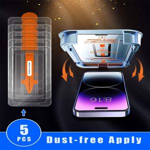 5 Pcs Ultra HD One click installation Tempered Glass Screen Protectors Compatible With IPhone 17 16 Pro Max 15 Pro Max 16e