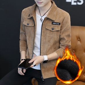 ROMON | แจ็คเก็ตผ้าขนสัตว์สำหรับผู้ชาย ทรงหลวม ปกป้องลม ฤดูใบไม้ร่วง ฤดูหนาว แจ็คเก็ตแบบมีฮู้ด แขนยาว ปกป้องลม แฟชั่นสตรีท แจ็คเก็ตผู้ชาย