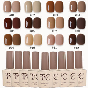 ยาทาเล็บสีน้ำตาลคาราเมลกาแฟช็อกโกแลตนมชา 1-12 ชิ้น สำหรับตกแต่งเล็บ โทนสีน้ำตาลฤดูใบไม้ร่วง