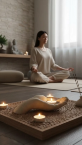 Tempat Lilin Sand Stone Bentuk Tangan Candle Holder Dekorasi Meditasi Zen Estetik