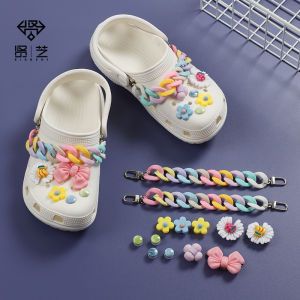รองเท้า Crocs Jibbilz 13ชิ้น/เซ็ตDIY อุปกรณ์เสริมหัวเข็มขัดสไตล์ชนบทรองเท้าอุดตันดอกไม้สายโซ่ที่ถอดออกได้สำหรับ Crocs