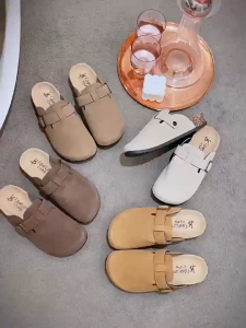 Retro Thick Bottom Cork Bottom Baotou Half Slippers For Women To Wear Outside