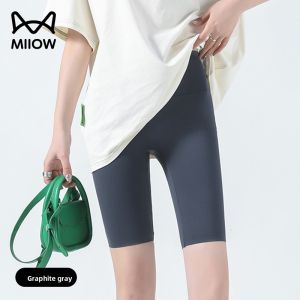 MiiOW | Cat Woman Five-Quarter Sharkskin Shorts Womens Summer Thin Fitness Yoga High Waist Abdomen Control Base Layer Shorts