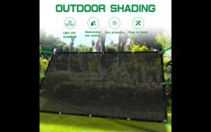 92% Shade Cloth with Grommets UV Resistant Sun Shade Net Garden Fabric Mesh Tarp Shade Netting Outdoor Cover Square Permeable Canopy Shading Anti-freezing for Pergola Greenhouse Plants Growing Chicken Coop(Black)