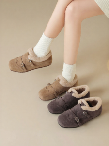 Josiny | Thick Heel Invisible Height Increasing Birkenstock Style Shoes Winter Warm Lined