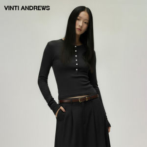 Henley Collar Slim Waist T-Shirt Lenzing Tencel