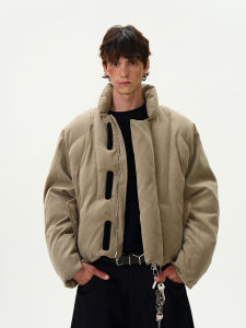 Madwitch Retro Worn Looking Washed-out Brushed Cotton Coat Jacket Mens and Womens Loose Thickening Keep Warm Profile Armor Cotton-Padded Coat