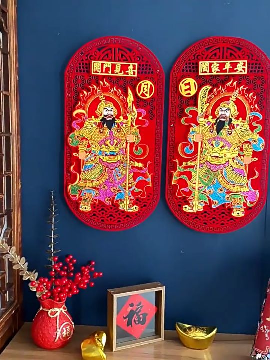 邪神封印、邪新年 2025新年春节门贴蛇年烫金门神贴镇宅辟邪年画秦叔宝尉迟恭门贴春节年画