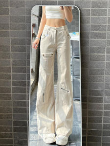 Quần Ống Loe American High Waist Dành Cho Nữ Mùa Hè Mới Thiết Kế Thon Gọn Nhiều Túi Quần Dài Đến Sàn Cạp Cao