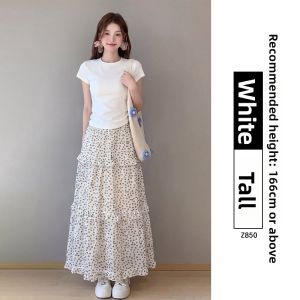 XIANYIJIAO | Plus Size A-line Flower-print Chiffon Skirt