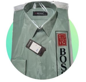 Kemeja Pria Lengan Panjang Kemeja BOSS Polos Reguler Hijau Sage