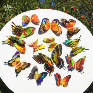 Nhãn Dán Tường Hình Bướm Bằng Kim Loại Mới Họa Tiết 3D Trang Trí Tiệc Tủ Lạnh Chống Thấm Nước PVC Trang Trí Hiện Đại Tối Giản