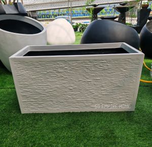 RUDI PB7 LARGE White Planter box Fiberglass Flower Pot Pasu Bunga Garden Taman Plant Pokok Large Square Outdoor Fence