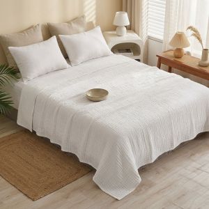 White Muslin Home Throws 100% Cotton 6-Layer Gauze Blanket Soft Breathable Muslin Throw for Hotel Spa and Home Decor