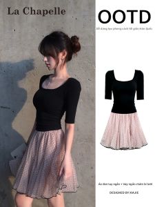 La Chapelle | Ballet Polka Dot Mesh Skirt Black Summer Thin Style