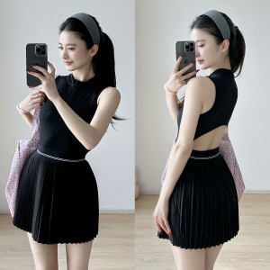 CJLINDF | Back Beauty Cool Feeling Pleated One-Piece Sleeveless Tennis Dress