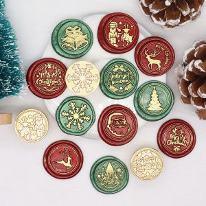 1pc 25MM Merry Christmas Wax Seal Stamp Head Retro Vintage Sealing Stamp Head For Festival Gift Wrapping Cards Scrapbooking