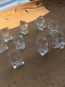 จี้หัวหมีคริสตัลสีขาวธรรมชาติ จี้หัวหมีน่ารัก DIY สร้อยข้อมือ อุปกรณ์เครื่องประดับ ลูกปัดหยดน้ำ ลูกปัดหยดน้ำ