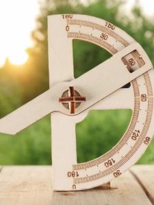 Middle School Mathematics Teaching Aids Technology Small Production Creative Science and Education Wooden Assemble Hand Shake Protractor round Goniometer Model