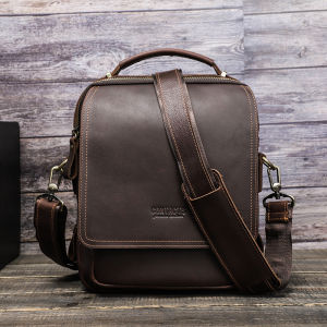 Genuine Leather Men Sling Shoulder Bags Vintage High Quality Crossbody Bags Messenger Bags Male Business Bags for 10.5 inch iPad