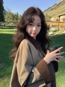 YINGDAI | Áo Khoác Trench Coat Mid-Length Cổ Notch Màu Khối