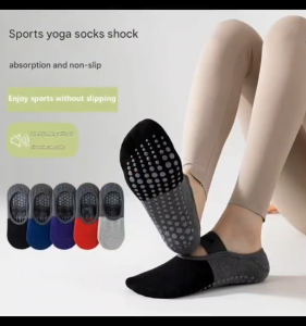 Silicone Grip Pilates Dance Socks with Wide Straps & Comfort Cuffs - Anti-Slip Non-Slip No Noise