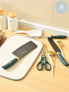 🇸🇬 Ready Stock Wall-Mounted Knife Holder Cutlery Organizer No-Drill Carbon Steel Rack with Drip Tray (Grey/Black/White)