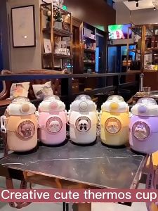 【GIFT TOWN】Kids Thermos Bottle Cute Water Bottle Kawaii Straw 700ml Stainless Large Capacity Cartoon Girl Kettle Student Cup for Children