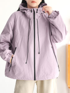 Loose Fit Hiking Jacket Womens Green Cotton Outdoor Casual Windbreaker Breathable Waterproof Polyester Lining Urban Outdoor