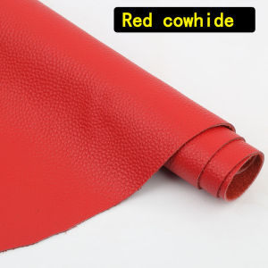 Genuine leather big red lychee patterned top layer cowhide whole sofa leather car seat headboard leather fabric