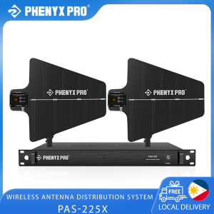 Phenyx Pro PAS-225X UHF Wireless Antenna Distribution System Bundle Active Directional Antennas 8 Outputs + 2 Cascade Ports 160ft Long Coverage for Stages Live Shows